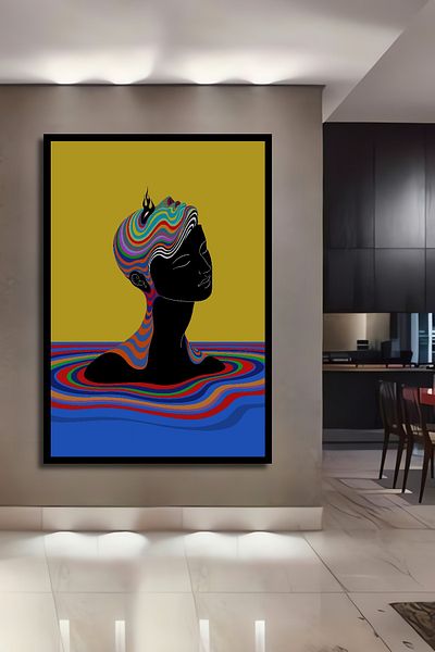 Teona Ahşap Meditație în valuri colorate Decorativ Lemn MDF Dreptunghi Acasă, Locul de muncă Pictură murală