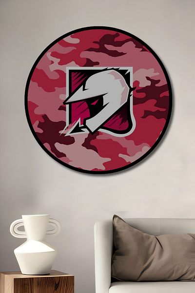 Teona Ahşap Roz Camouflage Knight Decorativ Lemn MDF Rotund Acasă, Locul de Muncă Pictură Perete