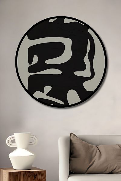 Teona Ahşap Artă abstractă Negru Alb Lemn MDF Rotund Decorativ Acasă, Locul de Muncă Pictură de perete
