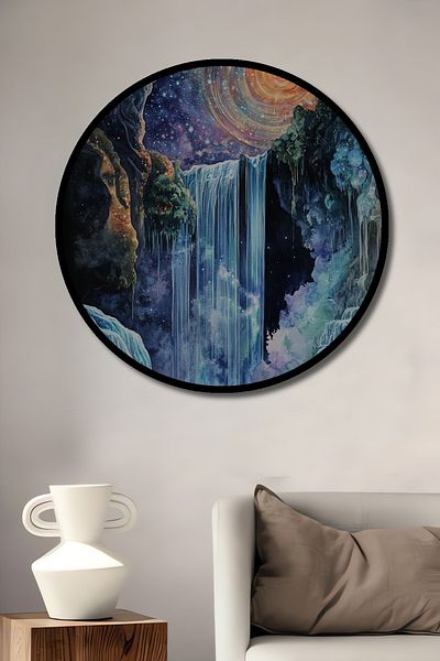 Teona Ahşap Peisaj Cascada Galactică Decorativă Lemn MDF Casă Rotundă, Pictură Perete Loc de Muncă