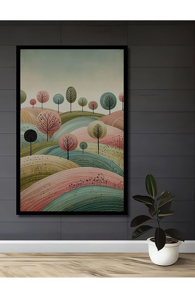 Teona Ahşap Decorativ din lemn MDF dreptunghiular peisaj natural abstract colorat pentru pictura de perete acasă, la locul de muncă