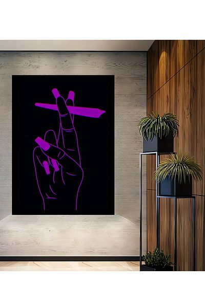 Teona Ahşap Ilustrație de mână în stil neon, dreptunghiular din lemn MDF, pictură murală pentru locuință, loc de muncă