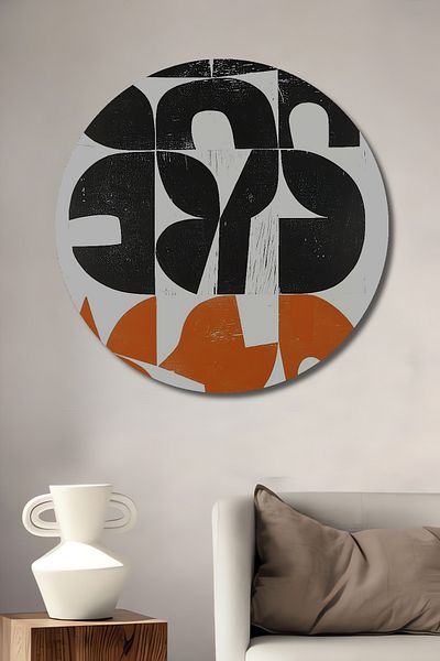 Teona Ahşap Acasă rotundă din lemn MDF decorativ geometric abstract, pictură murală la locul de muncă