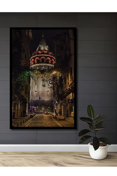 Teona Ahşap Turnul Galata Plimbare de noapte Decorativ Lemn MDF Casa dreptunghiulara, Loc de munca Pictura pe perete