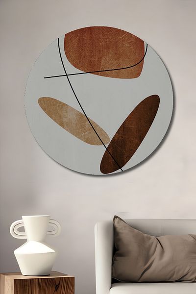 Teona Ahşap Artă abstractă geometrică minimalistă decorativă din lemn MDF rotund pentru pictură de perete acasă, la locul de muncă