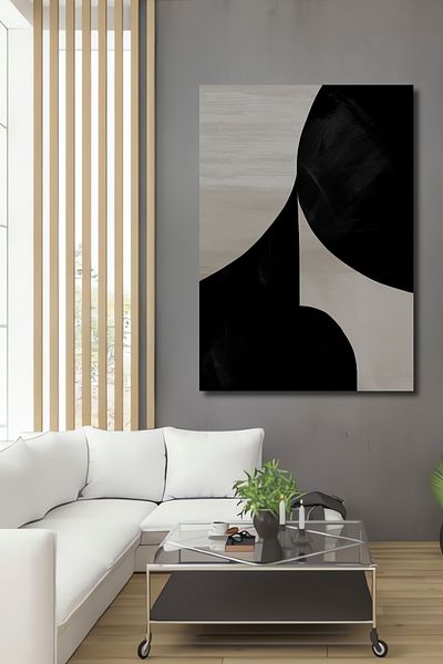 Teona Ahşap Abstracție Negru Alb Decorativ Lemn MDF Dreptunghi Acasă, Locul de Muncă Pictură Perete