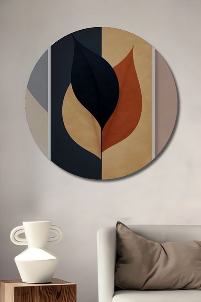 Teona Ahşap Model de frunze abstracte din lemn decorativ MDF rotund pentru pictură de perete acasă, la locul de muncă