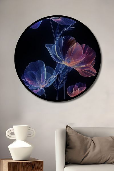 Teona Ahşap Flori de neon strălucitoare, lemn decorativ MDF, pictură rotundă pentru casă, loc de muncă