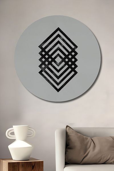 Teona Ahşap Model Geometric Modern Lemn MDF Rotund Decorativ Acasă, Locul de Muncă Pictură Perete