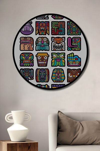 Teona Ahşap Modern Aztec Decorativ Lemn MDF Rotund Acasă, Locul de Muncă Pictură Perete