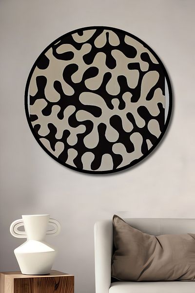 Teona Ahşap Casă rotundă din lemn MDF decorativ cu model organic, pictură murală la locul de muncă