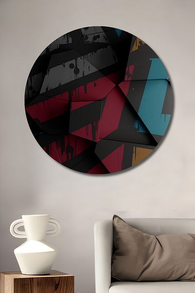 Teona Ahşap Modele geometrice colorate Decorative din lemn MDF rotund pentru casa, locul de munca pictura pe perete