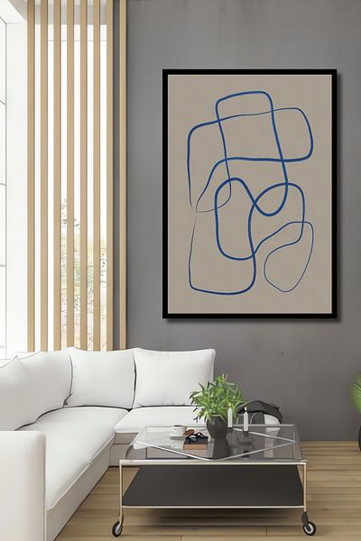 Teona Ahşap Modern Minimalist Blue Lines Decorativ Lemn MDF Dreptunghi Acasă, Locul de Muncă Pictură Perete