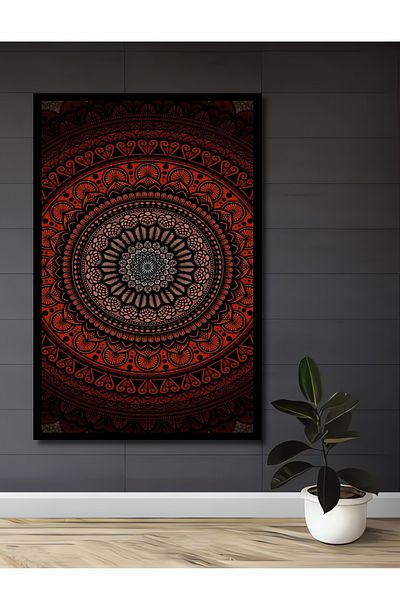 Teona Ahşap Model complex de mandala decorativ din lemn MDF dreptunghiular pentru casa, locul de munca pictura pe perete