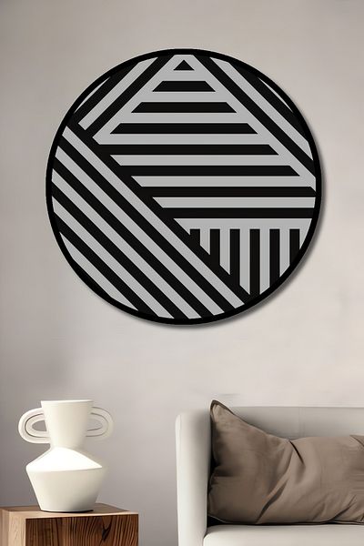 Teona Ahşap Model geometric liniar modern din lemn MDF rotund decorativ pentru casa, locul de munca pictura pe perete