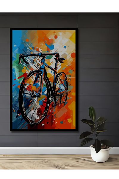 Teona Ahşap Bicicletă retro colorată decorativă din lemn MDF dreptunghiulară pentru pictură de perete acasă, la locul de muncă