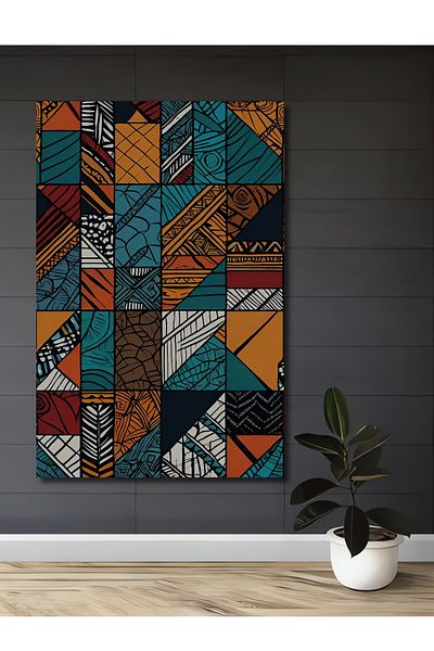 Teona Ahşap Modele geometrice etnice Lemn MDF dreptunghiular decorativ pentru casa, locul de munca pictura pe perete