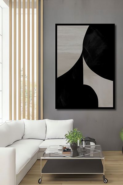 Teona Ahşap Abstracție Negru Alb Decorativ Lemn MDF Dreptunghi Acasă, Locul de Muncă Pictură Perete