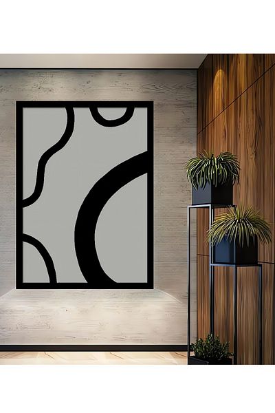Teona Ahşap Linii abstracte alb-negru Decorativ Lemn MDF Dreptunghi Acasă, Locul de muncă Pictură murală