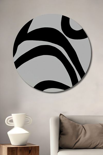 Teona Ahşap Linie abstractă minimalistă decorativă din lemn MDF rotund pentru acasă, pictură murală la locul de muncă