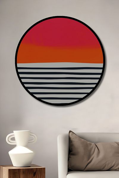 Teona Ahşap Linii colorate Modern Decorativ Lemn MDF Rotund Acasă, Locul de Muncă Pictură Perete