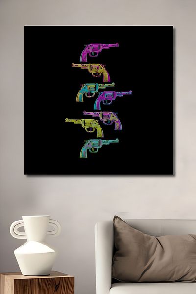 Teona Ahşap Revolveri Pop Art colorate Decorative Lemn MDF Dreptunghi Acasă, Locul de muncă Pictură murală