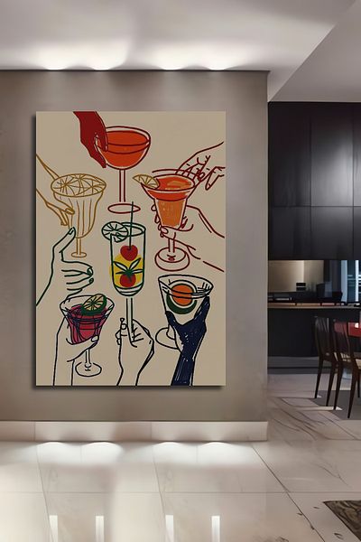 Teona Ahşap Cocktail colorat Celebrare Lemn MDF Dreptunghi Decorativ Acasă, Locul de Muncă Pictură Murală