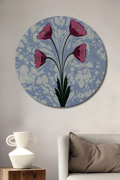 Teona Ahşap Model de lalele decorativ din lemn MDF rotund pentru pictura de perete acasa, loc de munca