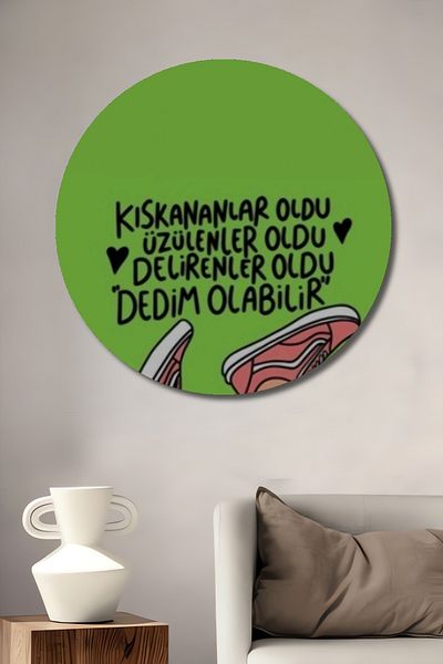 Teona Ahşap Casa rotundă din lemn MDF decorativă tematică cu umor, pictură murală la locul de muncă