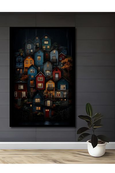 Teona Ahşap Case North Colorate Decorative Lemn MDF Casa dreptunghiulara, Pictura pe perete la locul de munca