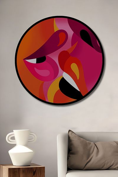 Teona Ahşap Față abstractă colorată decorativă din lemn MDF rotund pentru pictură murală acasă, la locul de muncă