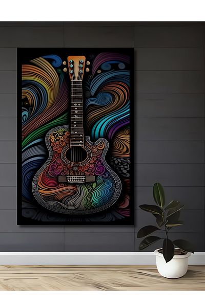 Teona Ahşap Chitară colorată Abstractă Decorativă Lemn MDF Dreptunghi Acasă, Locul de muncă Pictură murală