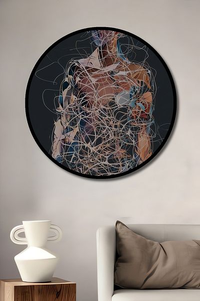 Teona Ahşap Expresie cu șiruri abstracte Decorativ Lemn MDF Rotund Acasă, Locul de muncă Pictură murală