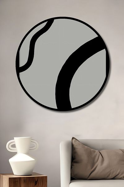 Teona Ahşap Linii abstracte alb-negru Decorativ din lemn MDF rotund pentru casa, locul de munca pictura pe perete