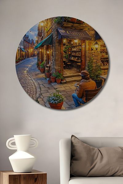 Teona Ahşap Romantic Stone Street View Lemn MDF Rotund Decorativ Acasă, Locul de Muncă Pictură Perete