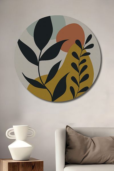 Teona Ahşap Modern Minimalist Abstract Leaf Design Decorativ Lemn MDF Rotund Acasă, Locul de muncă Pictură murală