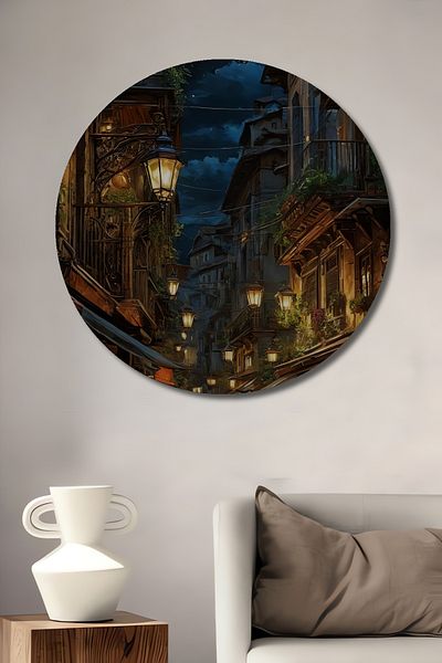 Teona Ahşap Străzi Vechi în Lumea Lunii Casa Rotunda Decorativă din Lemn MDF, Pictură de perete la locul de muncă