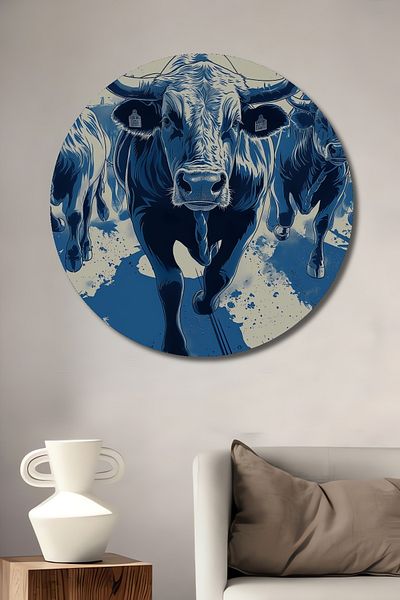 Teona Ahşap Strong Bull Farm Decorativ Lemn MDF Rotund Acasă, Locul de Muncă Pictură Perete