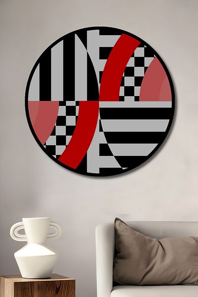 Teona Ahşap Uimitoare pictură decorativă rotundă din lemn MDF geometric pentru casă, loc de muncă