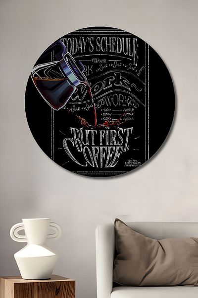 Teona Ahşap Coffee Time Decorativ Lemn MDF Rotund Acasă, Locul de Muncă Pictură Perete