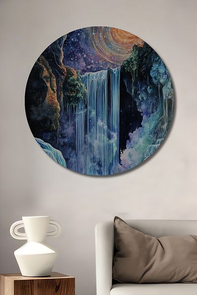 Teona Ahşap Peisaj Cascada Galactică Decorativă Lemn MDF Casă Rotundă, Pictură Perete Loc de Muncă