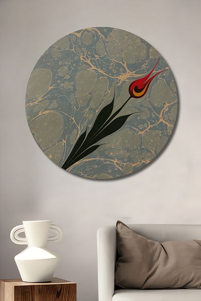 Teona Ahşap Lalea Model Lemn MDF Rotund Decorativ Acasă, Locul de Muncă Pictură Perete