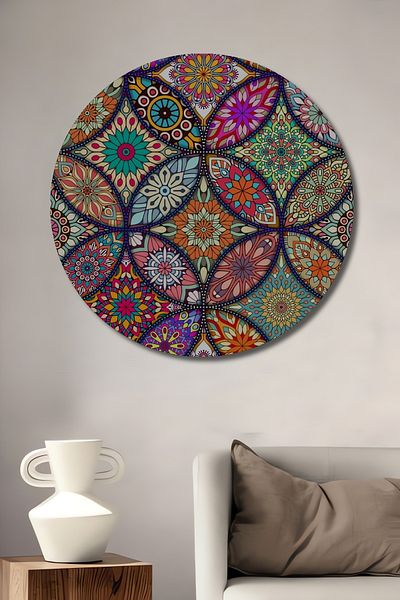 Teona Ahşap Model Mandala Colorat Decorativ Lemn MDF Rotund Casa, Locul de Muncă Pictură Perete