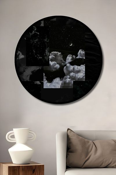 Teona Ahşap Clouds in Moonlight Lemn MDF Rotund Decorativ Acasa, Locul de Muncă Pictură Perete