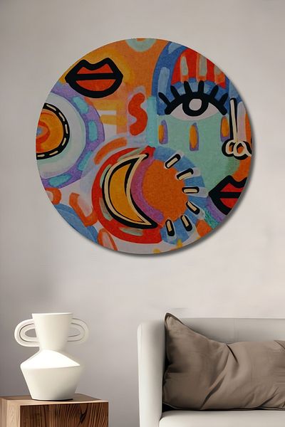 Teona Ahşap Fete colorate Artă abstractă Decorativ Lemn MDF Rotund Acasă, Locul de muncă Pictură murală