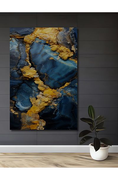 Teona Ahşap Marmură albastră cu model din lemn MDF dreptunghiular decorativ pentru casă, loc de muncă pictură murală