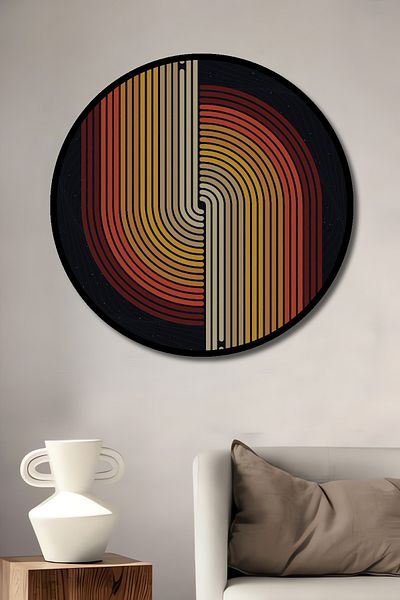 Teona Ahşap Retro Geometric Decorativ Lemn MDF Rotund Acasă, Locul de Muncă Pictură Perete