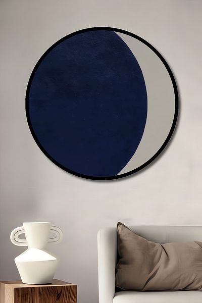 Teona Ahşap Blue Geometric Modern Lemn MDF Rotund Decorativ Acasă, Locul de Muncă Pictură Perete