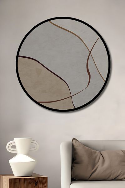 Teona Ahşap Linii abstracte elegante din lemn MDF rotund decorativ pentru casa, locul de munca pictura pe perete