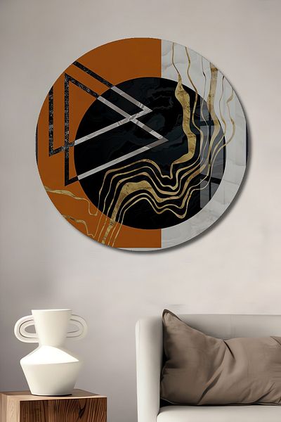 Teona Ahşap Model geometric modern, decorativ din lemn MDF, pictură rotundă pentru casă, loc de muncă